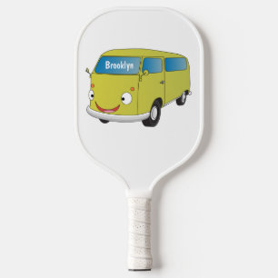Classic lime green van cartoon pickleball paddle