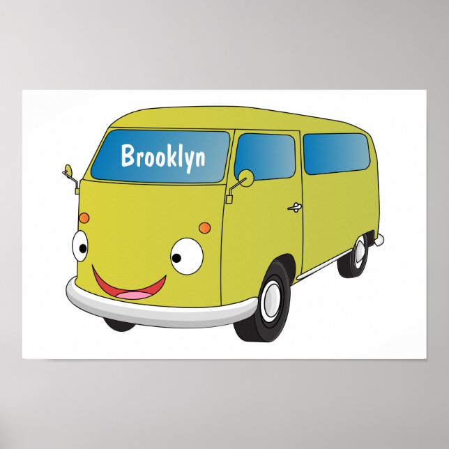 Classic lime green van cartoon poster (Front)