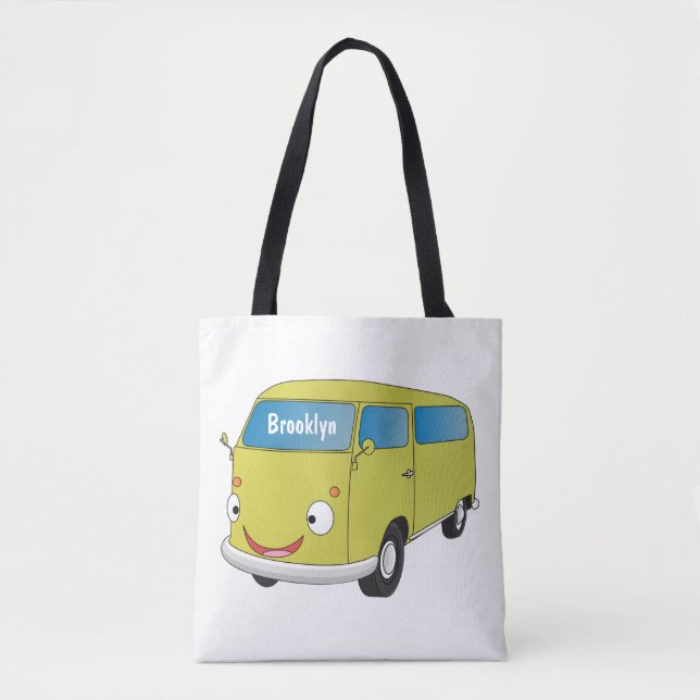 Classic lime green van cartoon tote bag (Front)
