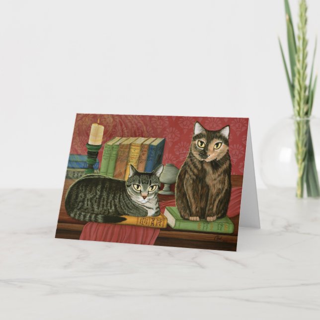 Classic Literary Cats Poe, Dickens Stoker Art Card (Front)