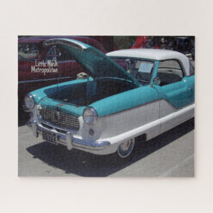 Classic Little Turquoise Nash Metropolitan Car Jigsaw Puzzle