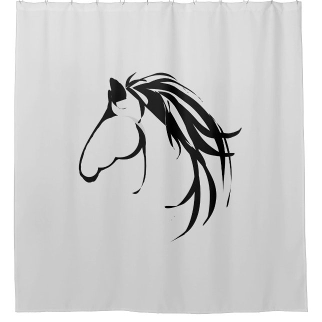Classic Logo Modern Horse  Farm Animal art Shower Curtain (Front)