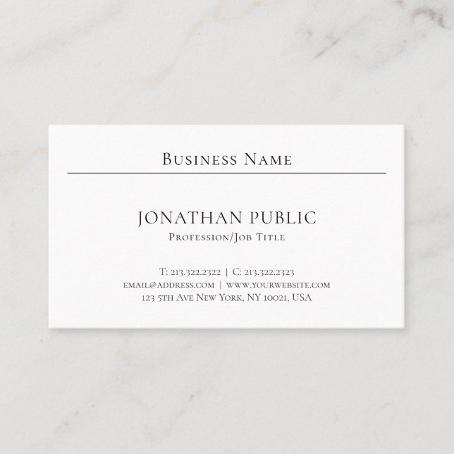 Classic Look Creative Minimalist Plain Trendy Cool Business Card (Front)