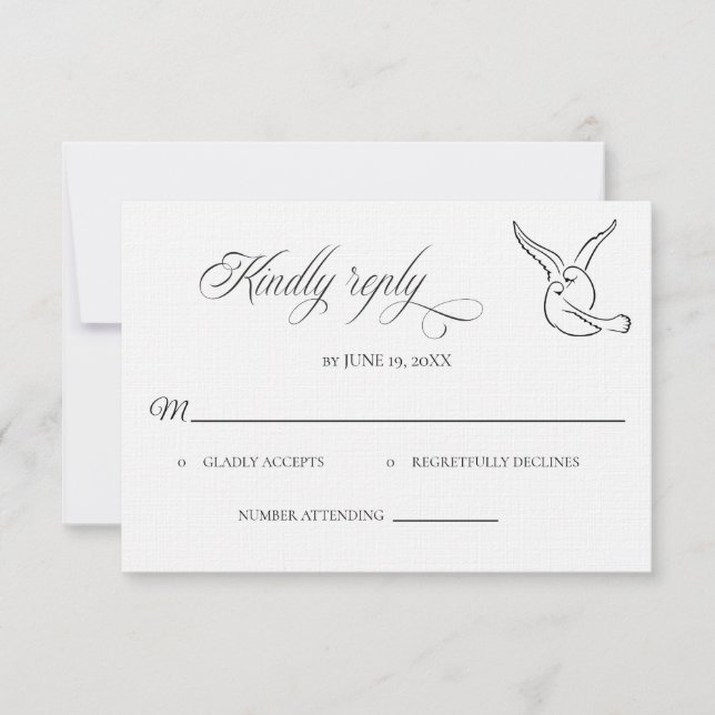 Classic Love Birds Wedding RSVP card (Front)