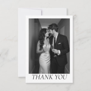 Classic Love Heart Elegant Minimal Wedding Photo Thank You Card