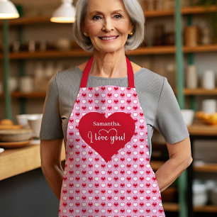 Classic Love Hearts Personalized Valentine Cooking Apron