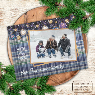 Classic Love Seasons Greetings Purple Blue Plaid Postcard