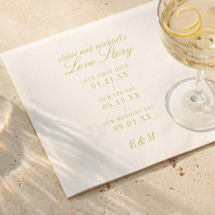Classic Love Story Timeline Chartreuse Wedding Napkin