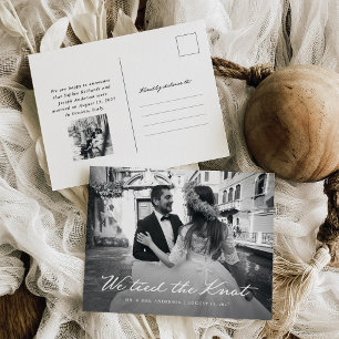 Classic Love We Tied the Knot Wedding Announcement Postcard