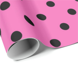 Classic, lovely, elegant pink & black polka dots wrapping paper