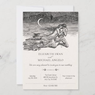 Classic lovers art mythology romantic wedding  invitation