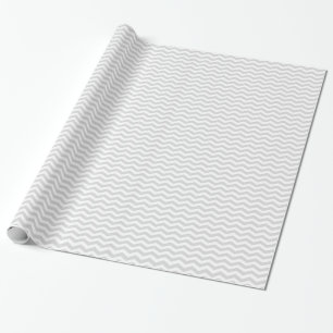 Classic Lt Grey White Thin Chevron Zig-Zag Pattern Wrapping Paper