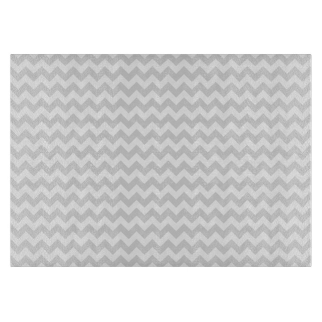Classic Lt Grey Wht Thin#2 Chevron Zig-Zag Pattern Cutting Board (Front)