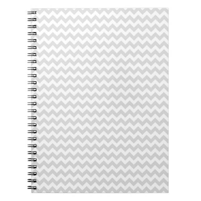 Classic Lt Grey Wht Thin#2 Chevron Zig-Zag Pattern Spiral Notebook (Front)
