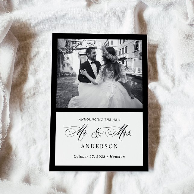Classic Luxe Black and White Wedding Announcement (Creator Uploaded)