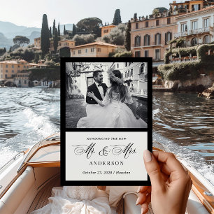 Classic Luxe Black and White Wedding Announcement