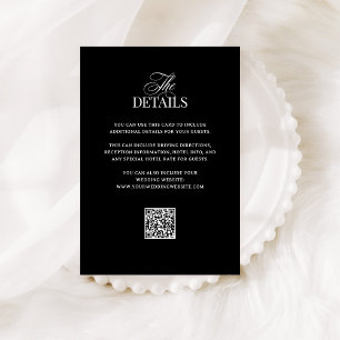 Classic Luxe Black   QR Code Wedding Guest Details Enclosure Card