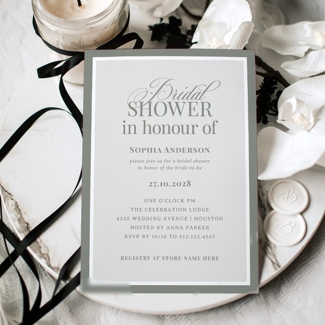 Classic Luxe | BRITISH Spelling Sage Bridal Shower Invitation (Creator Uploaded)