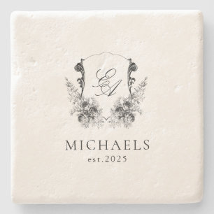 Classic Luxe Custom Monogrammed Stone Coaster