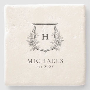 Classic Luxe Custom Monogrammed Stone Coaster