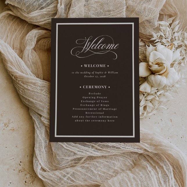 Classic Luxe | Dark Espresso Brown Wedding Programme (Creator Uploaded)