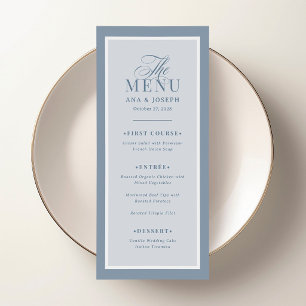 Classic Luxe Dusty Blue Border Wedding Menu