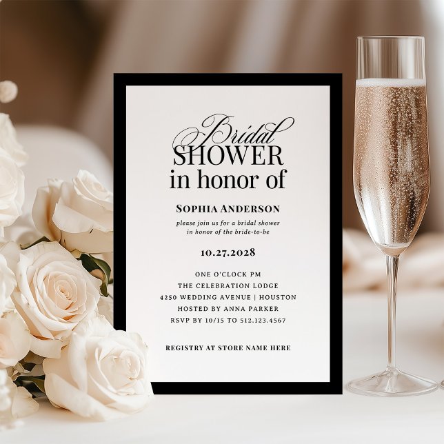 Classic Luxe Elegant Black and White Bridal Shower Invitation (Creator Uploaded)