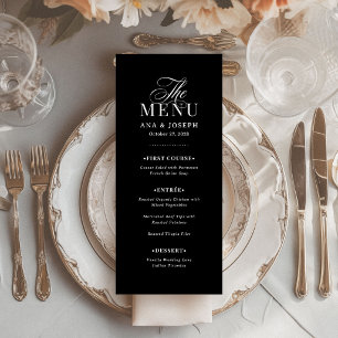 Classic Luxe Elegant Black Wedding Menu