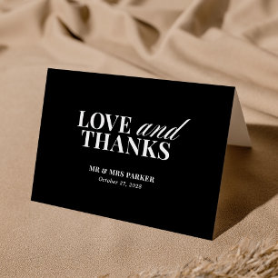 Classic Luxe   Elegant Black Wedding Thank You Card