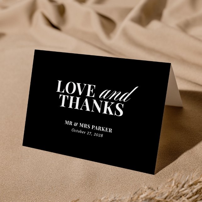 Classic Luxe | Elegant Black Wedding Thank You Card (Creator Uploaded)