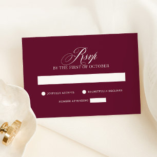Classic Luxe Elegant Burgundy Red Wedding RSVP Card