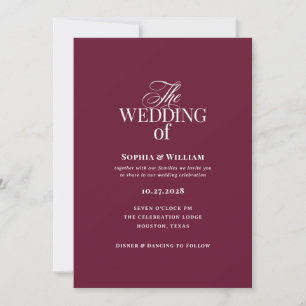 Classic Luxe Elegant Burgundy Wedding Invitation
