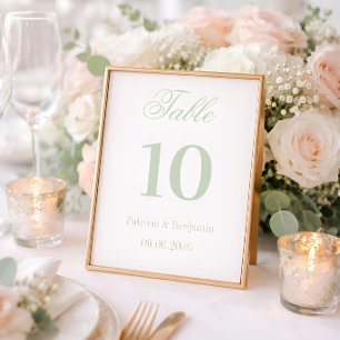 Classic Luxe Elegant Dusty Blue Wedding Table Number
