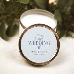 Classic Luxe | Elegant Light Dusty Blue Wedding Round Sticker<br><div class="desc">These elegant,  old money style wedding stickers feature a mix of classic,  dusty blue text and modern calligraphy on a light blue background for a classy and minimalist design perfect for your timeless,  formal wedding.</div>