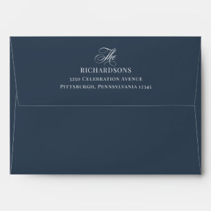 Classic Luxe   Elegant Navy Blue Wedding Envelope