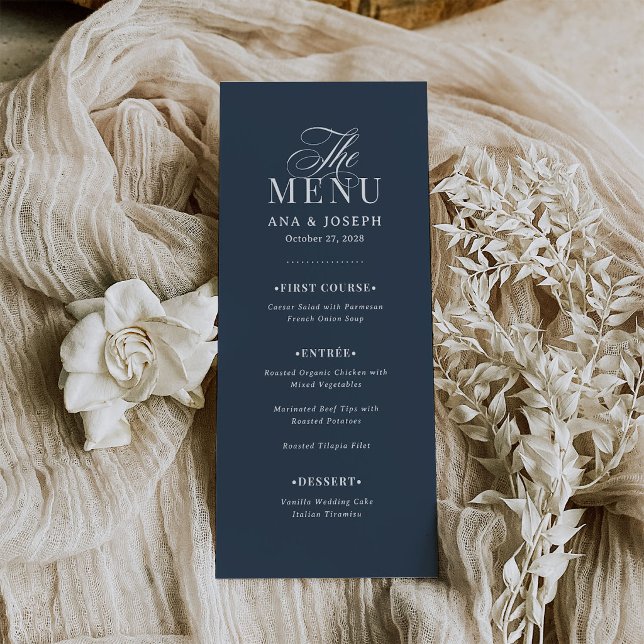 Classic Luxe | Elegant Navy Blue Wedding Menu (Creator Uploaded)