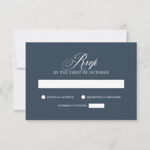 Classic Luxe   Elegant Navy Blue Wedding RSVP Card