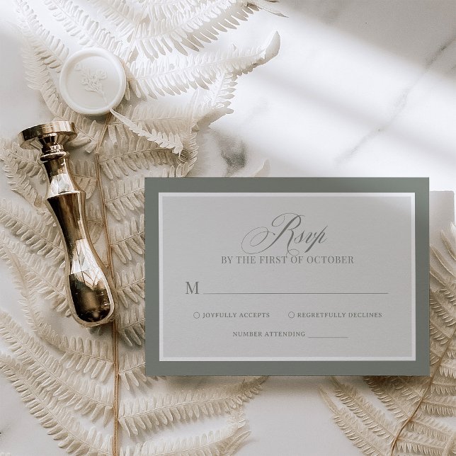 Classic Luxe | Elegant Sage Green Wedding RSVP Card (Creator Uploaded)
