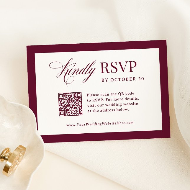 Classic Luxe | Elegant Scannable QR Code Wedding RSVP Card (Creator Uploaded)