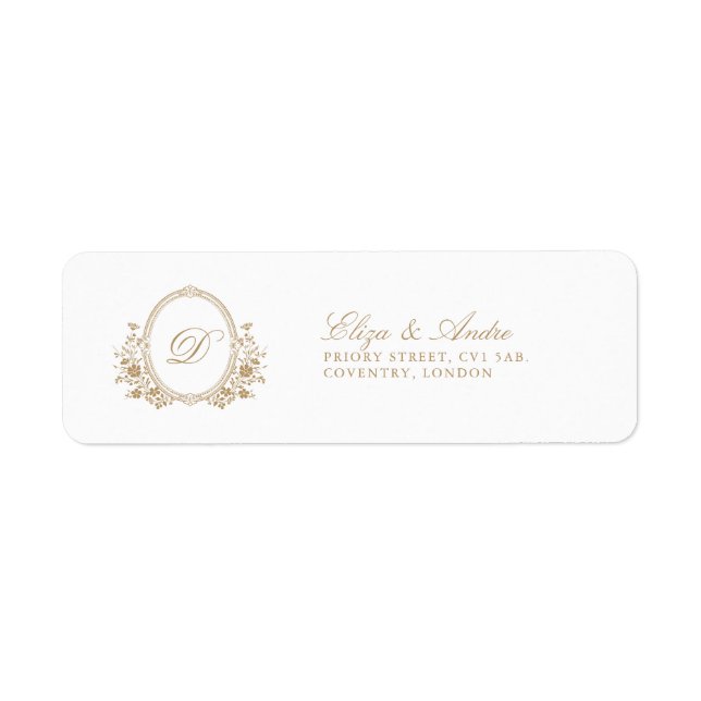 Classic Luxe Gold Monogram Return Address Labels (Front)