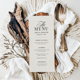 Classic Luxe Ivory and Espresso Brown Wedding Menu
