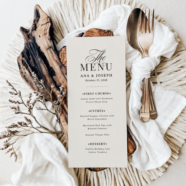 Classic Luxe | Ivory and Espresso Brown Wedding Menu (Creator Uploaded)