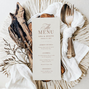 Classic Luxe Ivory and Mocha Taupe Wedding Menu