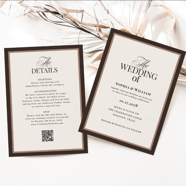 Classic Luxe | Neutral with RSVP QR Code Wedding Invitation (Creator Uploaded)