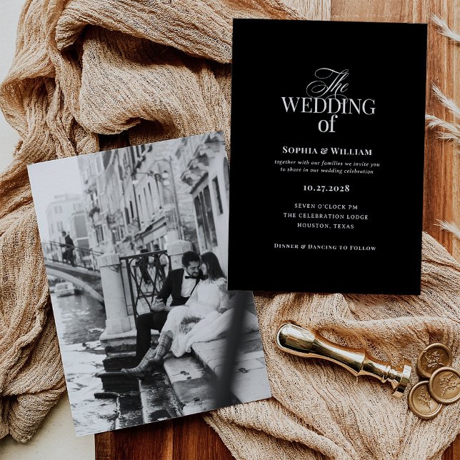 Classic Luxe | Photo Elegant Black Wedding Invitation (Creator Uploaded)