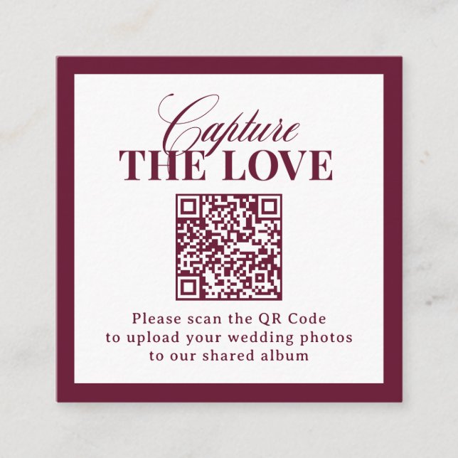 Classic Luxe | QR Code Wedding Capture the Love Enclosure Card (Front)