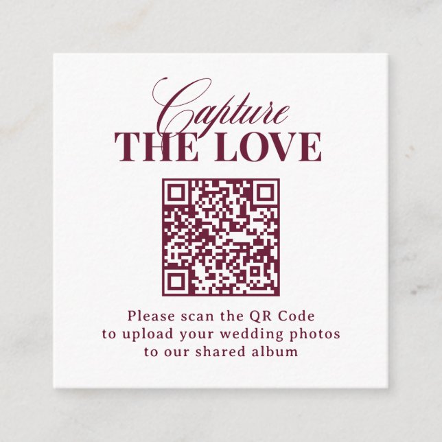 Classic Luxe | QR Code Wedding Capture the Love Enclosure Card (Front)