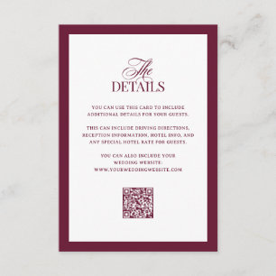 Classic Luxe QR Code Wedding Guest Details Enclosure Card