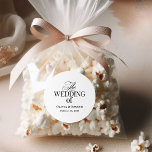 Classic Luxe | Simple Black and White Wedding Classic Round Sticker<br><div class="desc">These elegant,  old money style wedding stickers feature a simple white background. There is a mix of classic black text and modern calligraphy for a classy and minimalist design perfect for your timeless,  formal wedding.</div>