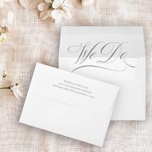 Classic Luxe White and Sage We Do Calligraphy Envelope